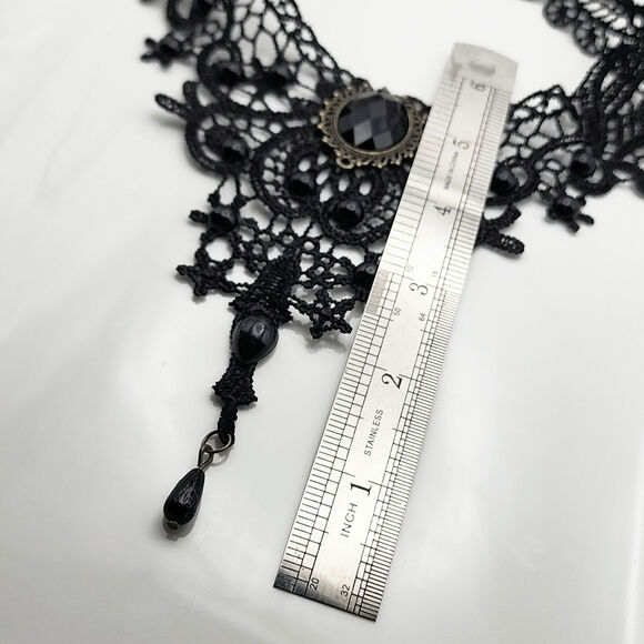Gothic Victorian Black Lace Necklace - Picture 5 of 6